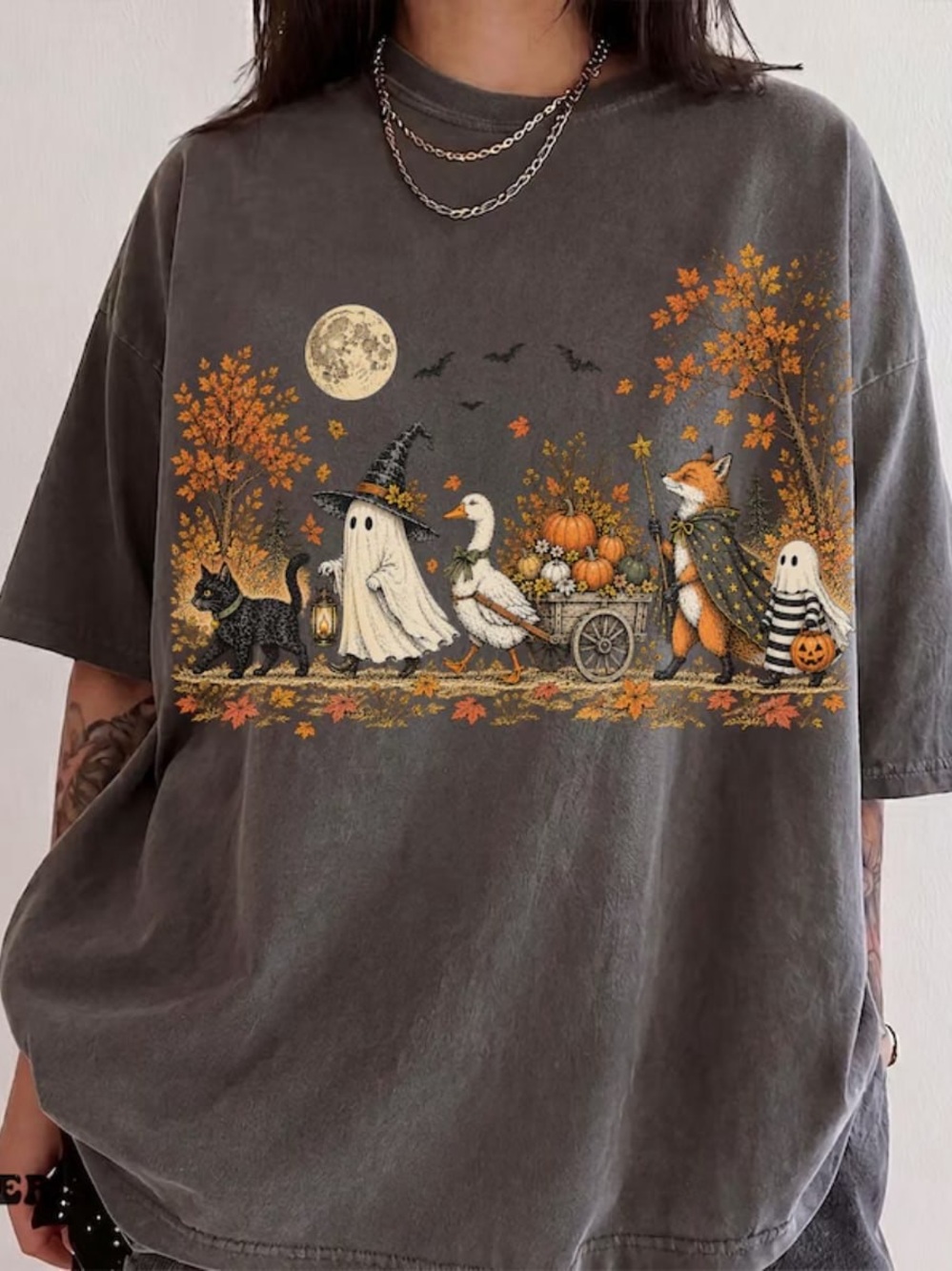 Comfort Colors Pepper Halloween Parade Graphic Tee with Orange Accents
